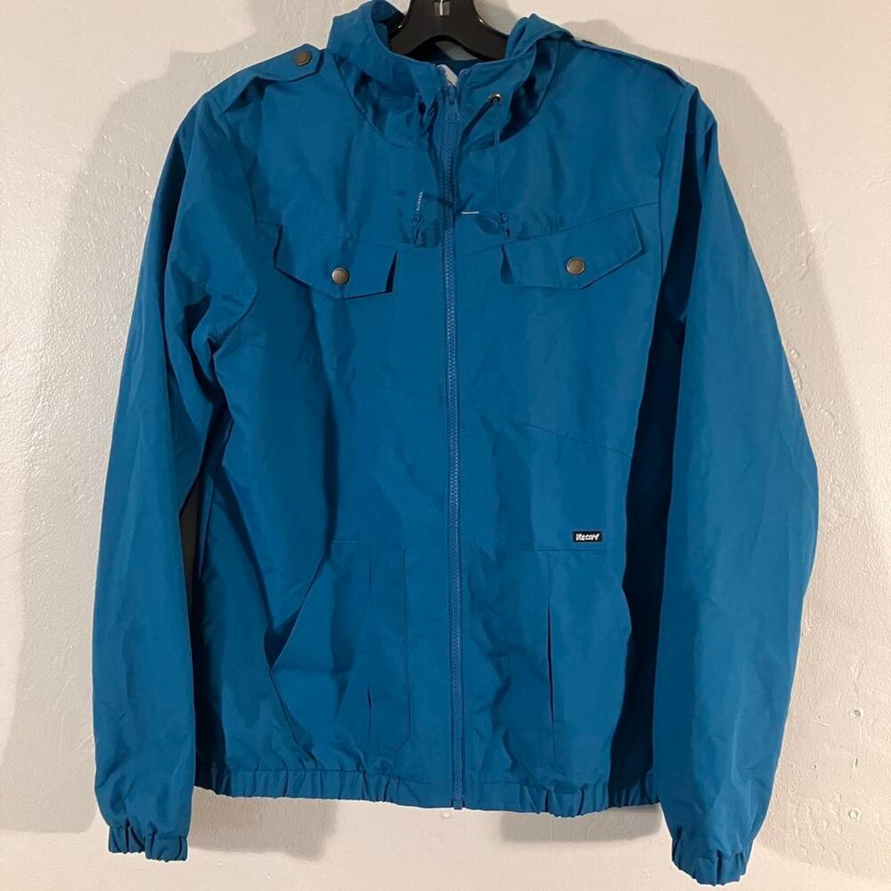Volcom Jacket Softshell Hooded Mesh Lined Full Zip Teal Blue Youth XL